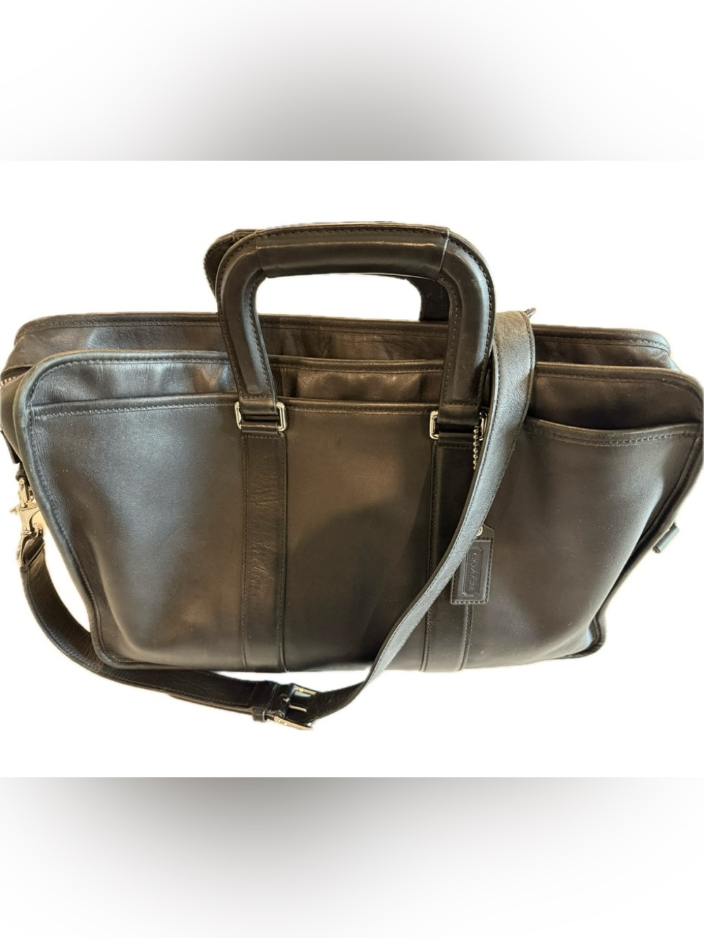 COACH Heritage Web Leather Embassy Briefcase~ Black~ Fits 15” Laptop
